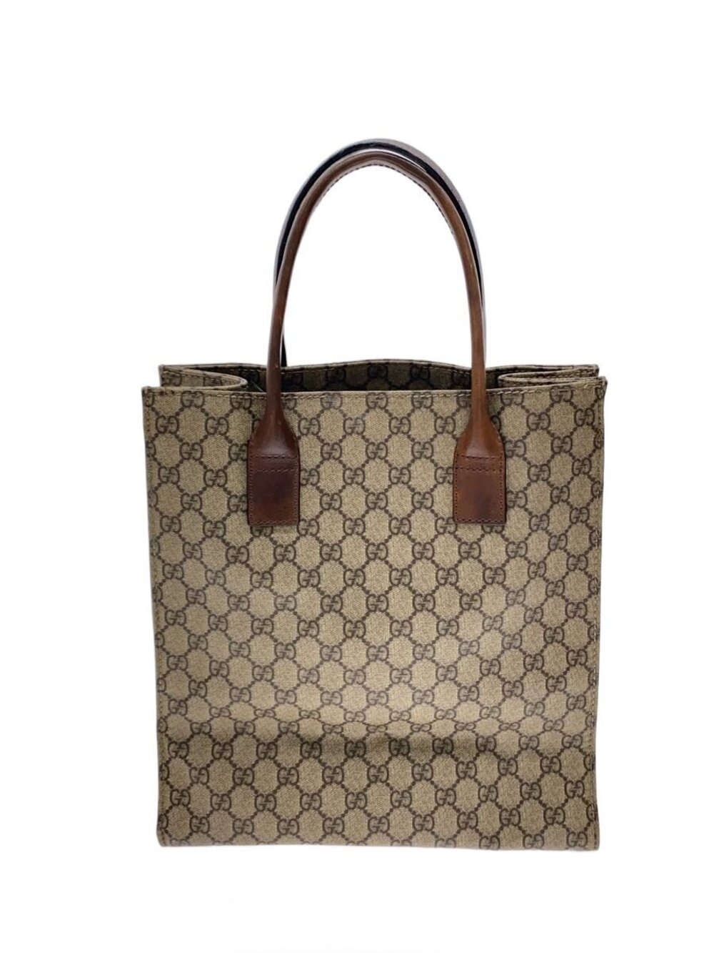 Gucci GG Supreme vertical tote bag brown monogram canvas leather